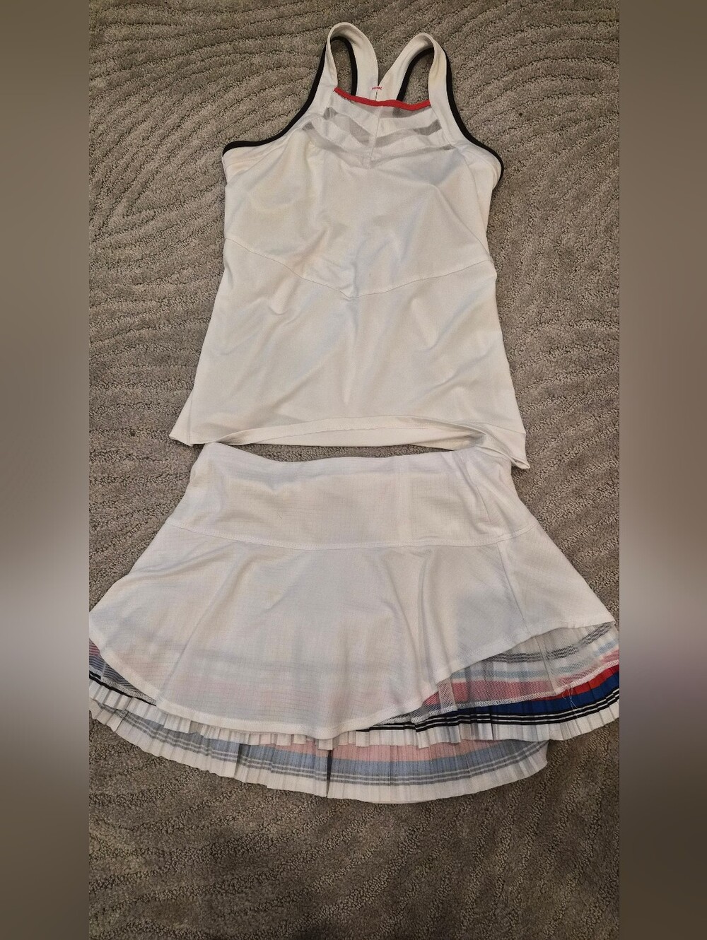 Lucky in Love White Tennis Tank And Skirt with Multicolor Pleated Hem - Small - Picture 13 of 13